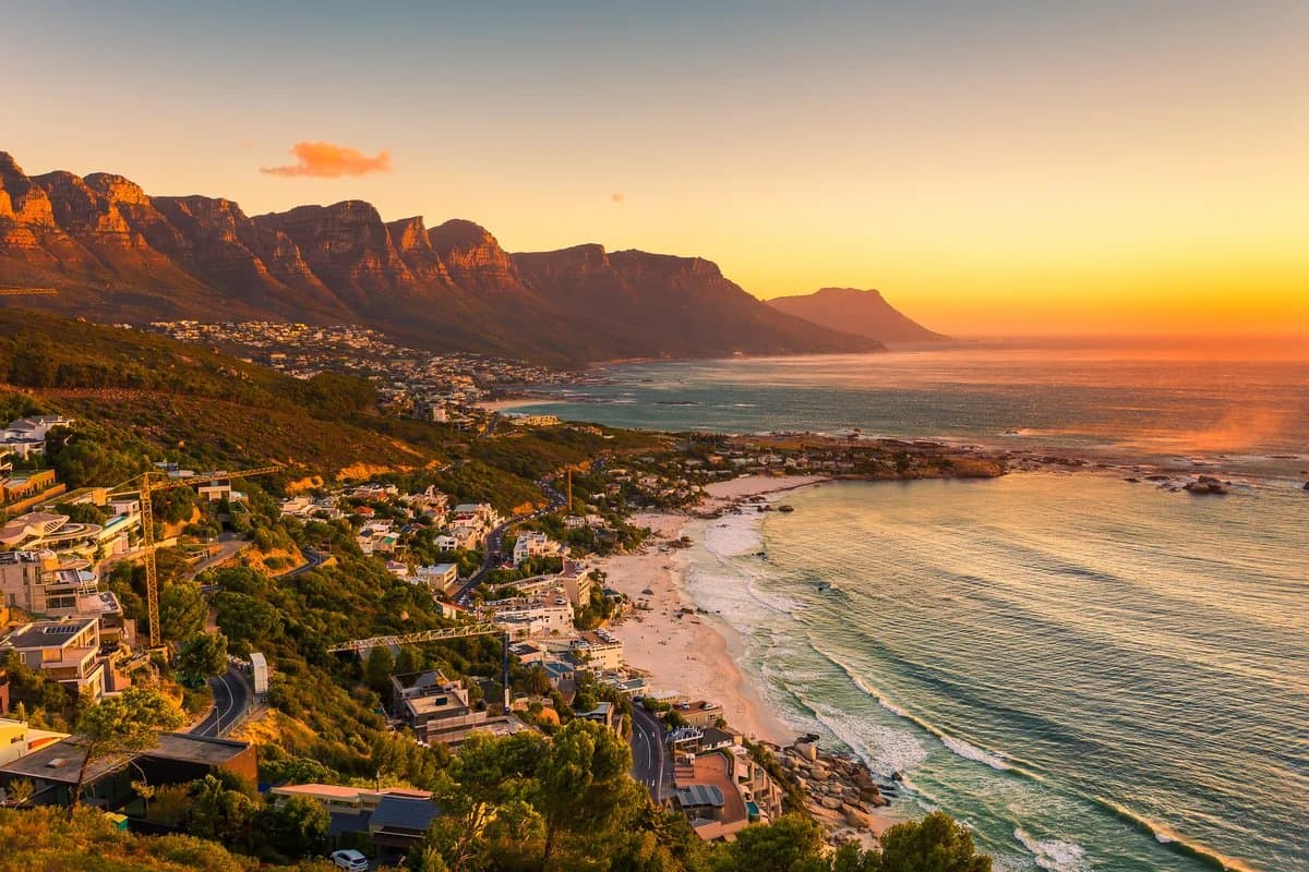 Camps Bay beach at sunset, Cape Town