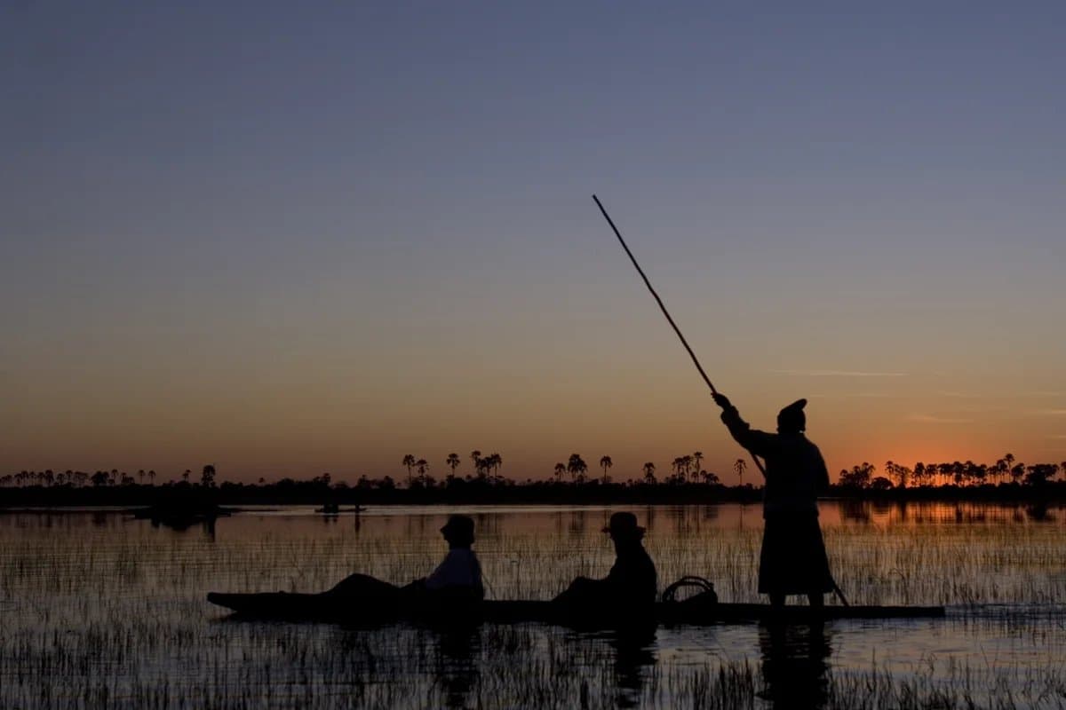 Mokoro on a calm channel, Okavango Delta