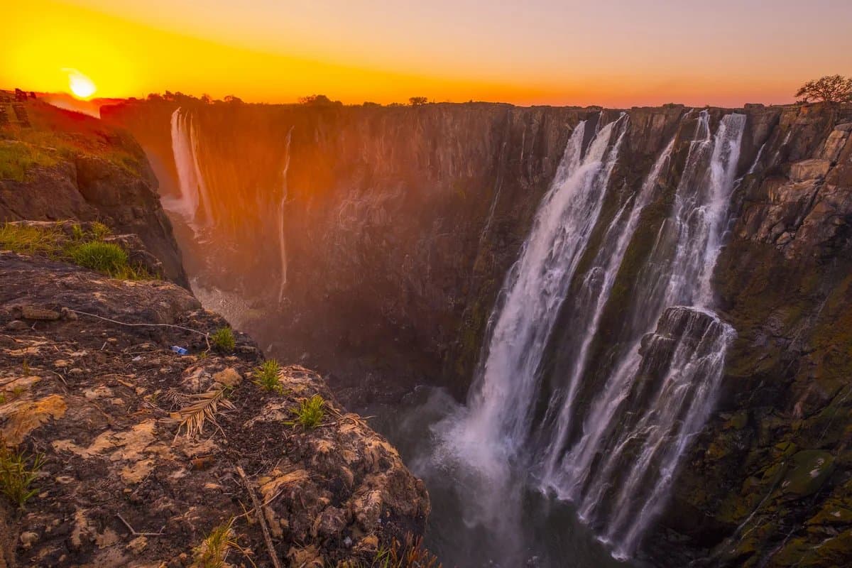 Victoria Falls cascading into the gorge