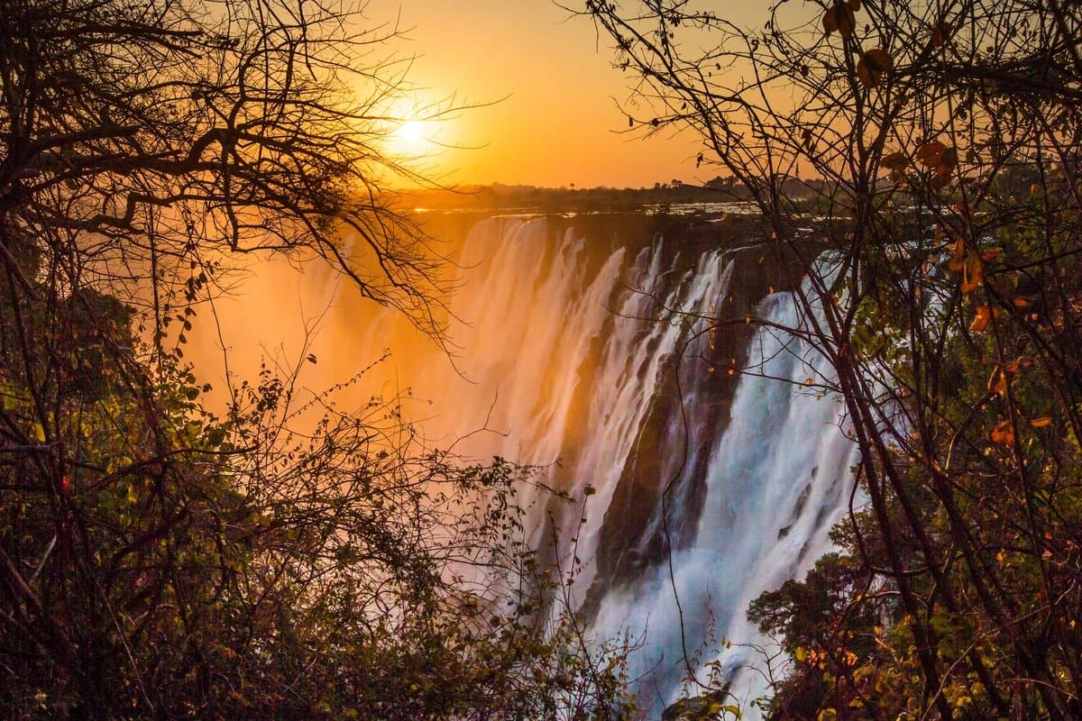 Victoria Falls at golden hour