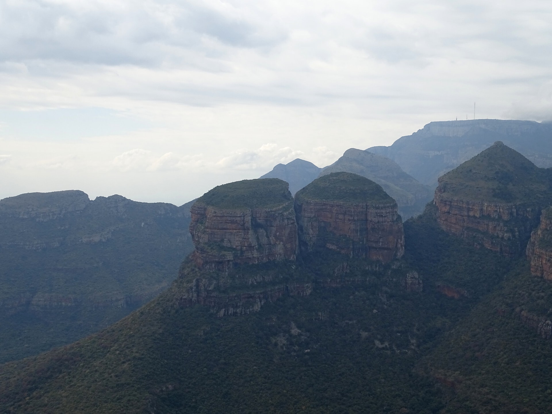 The Three Rondavels rising above the Blyde River Canyon on the Panorama Route in Mpumalanga