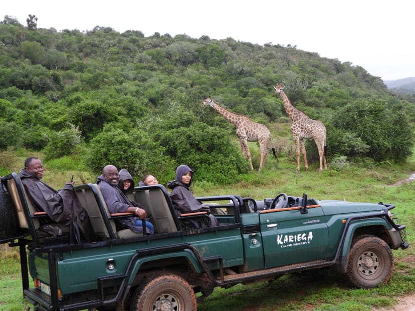 Family on a malaria-free game drive in the Eastern Cape