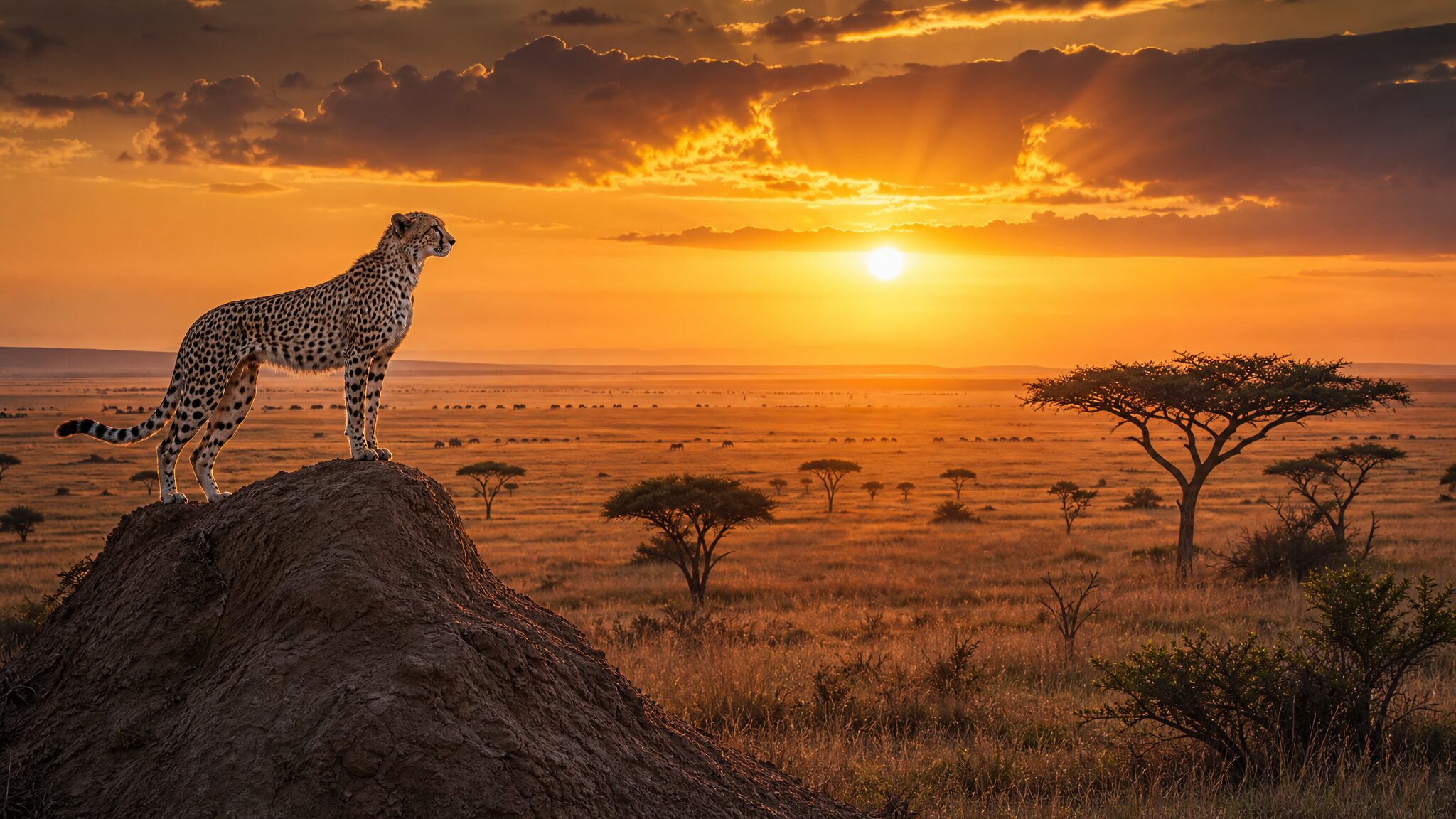 Serengeti, Tanzania destination hero image with safari wildlife