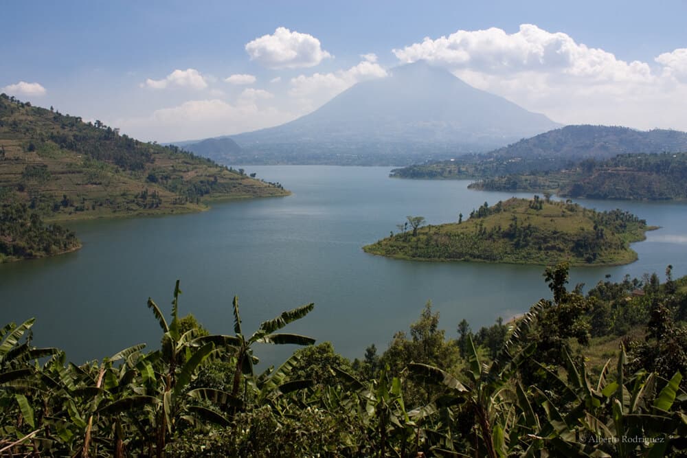 Twin lakes near Volcanoes National Park, Rwanda