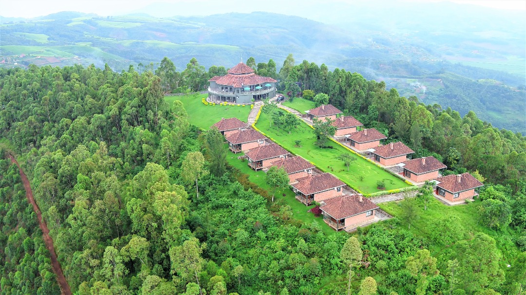 Nyungwe Top View Hill Hotel aerial view overlooking the rainforest
