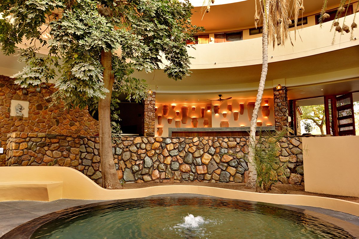 Hwange Safari Lodge building on the boundary of Hwange National Park