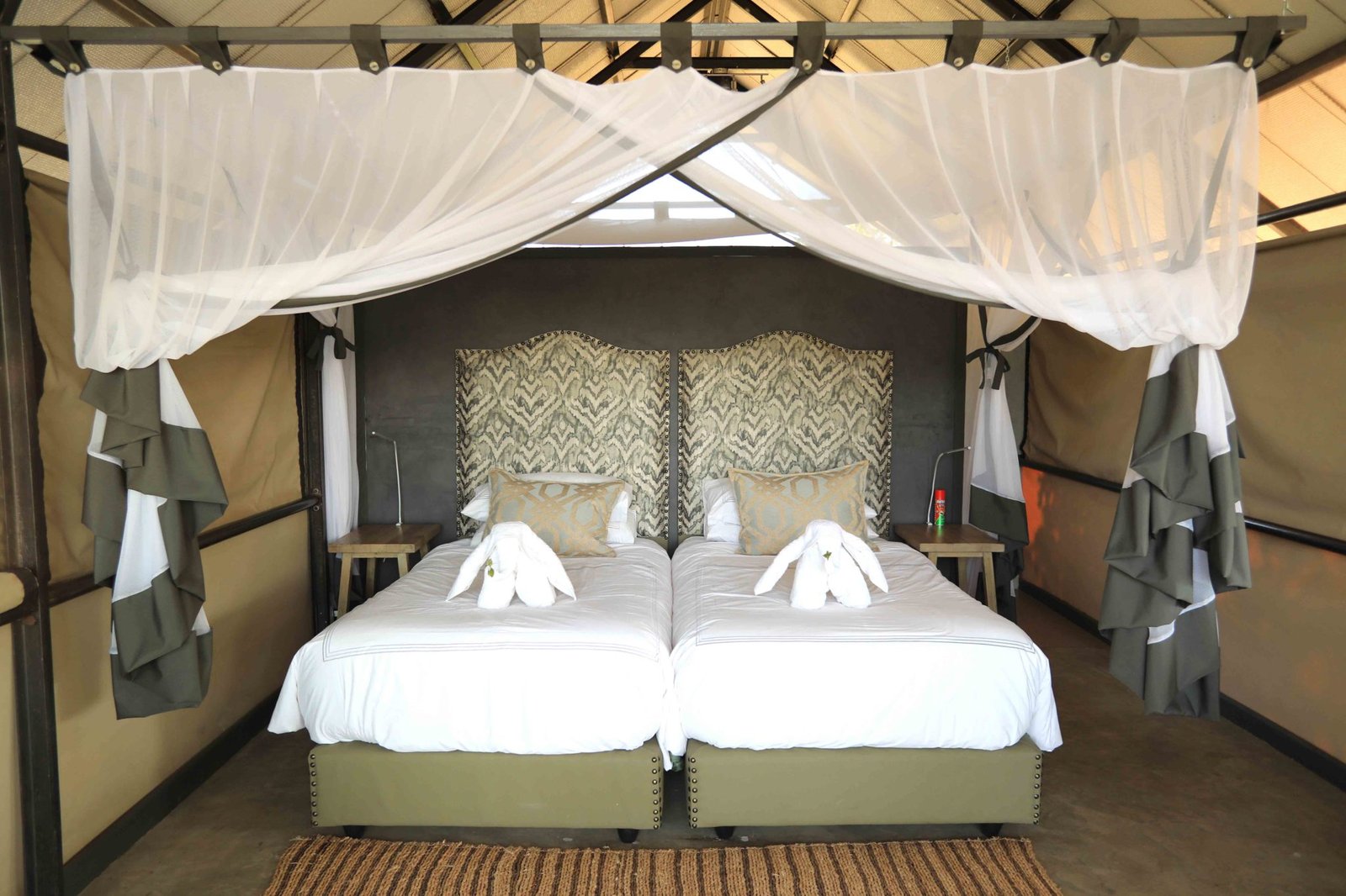 A tented suite at Kavinga Safari Camp overlooking the Mana Pools escarpment