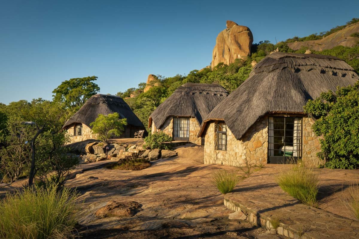 A chalet at Matobo Hills Lodge among the granite kopjes