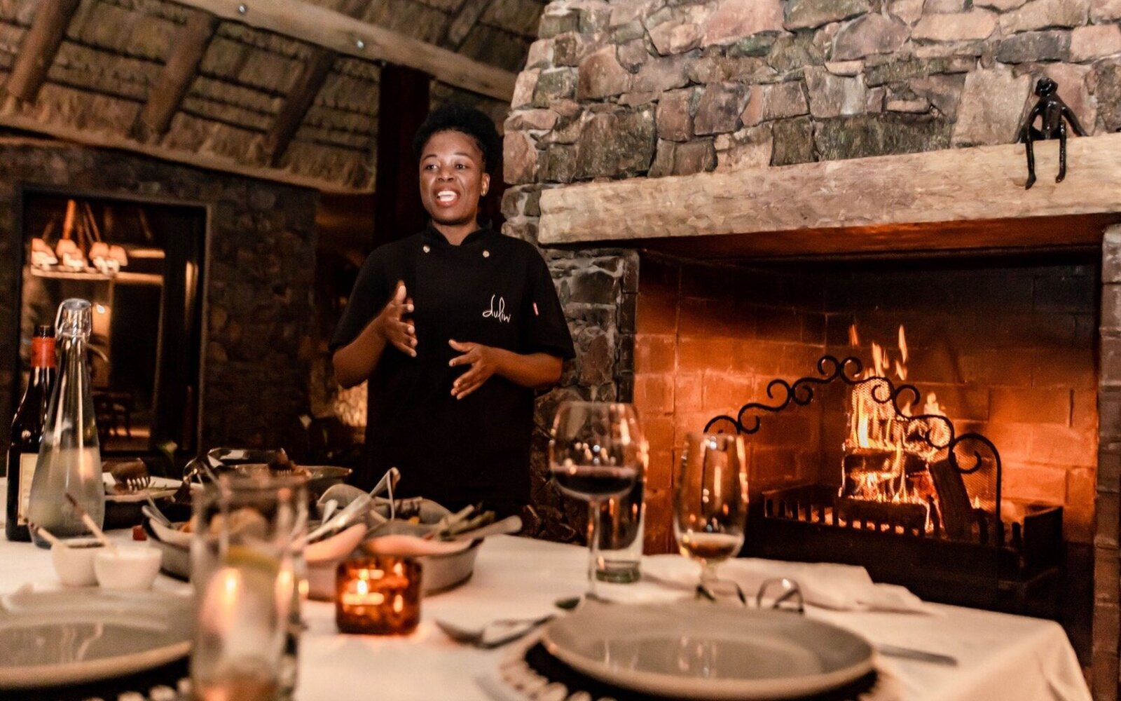 A candlelit private dinner set up in the bush at Dulini in the Sabi Sand