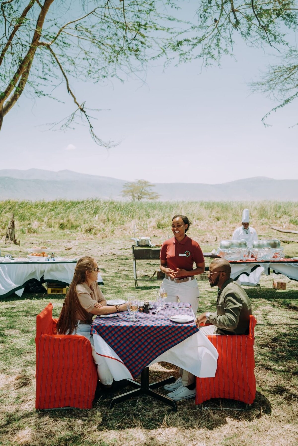 Bush lunch setup on the Ngorongoro Crater floor