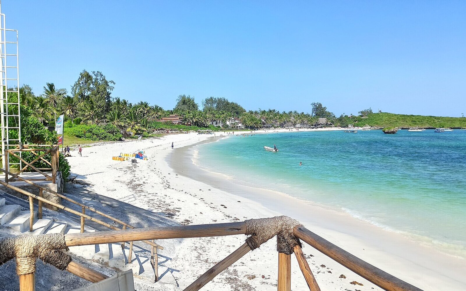 A beach deck overlooking the ocean on the Kenyan coast