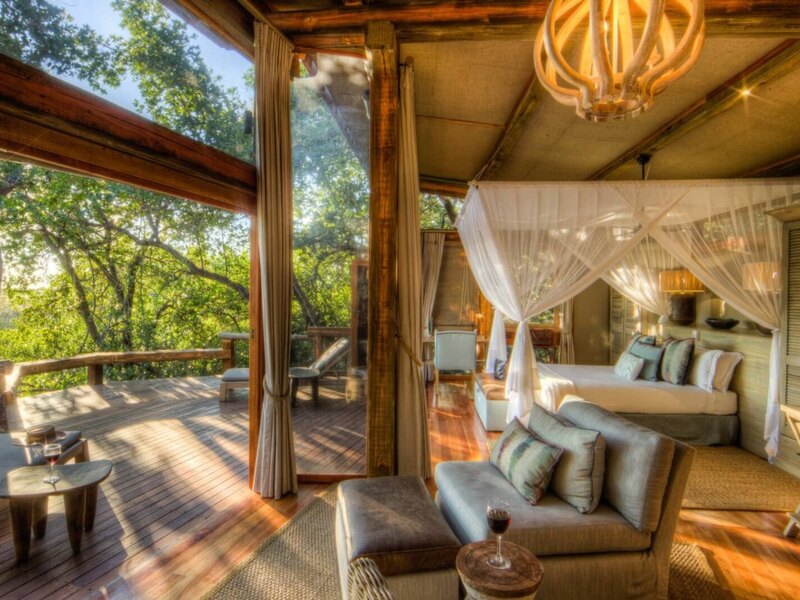 Tented accommodation at Oddballs Camp overlooking the Okavango floodplains