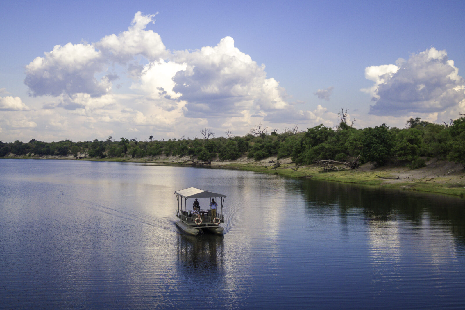 A boat-based river safari on the Chobe River from Chobe Game Lodge
