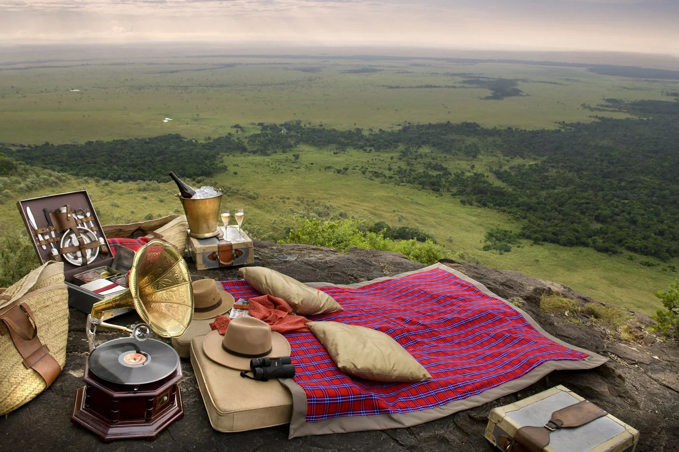 Rift Valley panorama from Angama Mara Out of Africa kopje Kenya