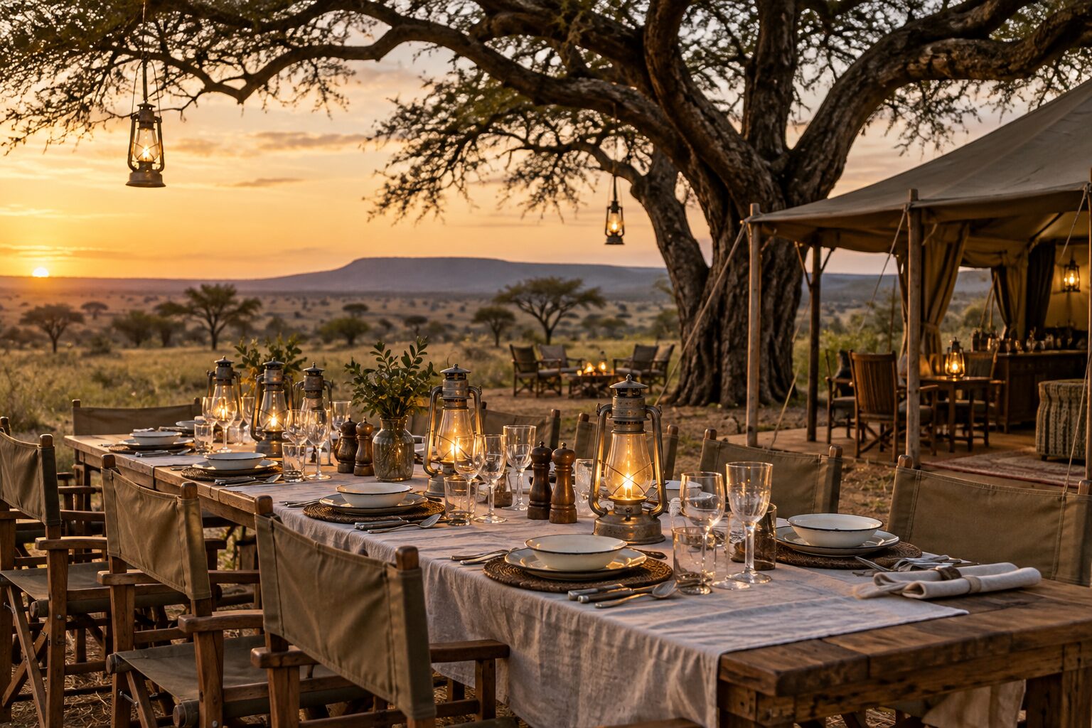 Fresh locally grown meal served on the river deck at Basecamp Masai Mara