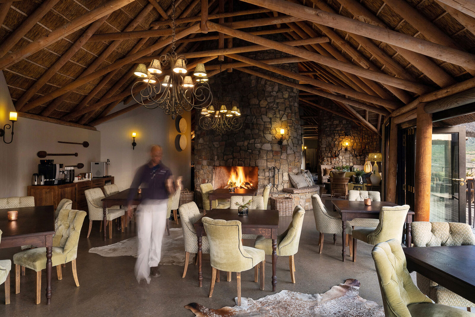 The dining room at Kwandwe Great Fish River Lodge