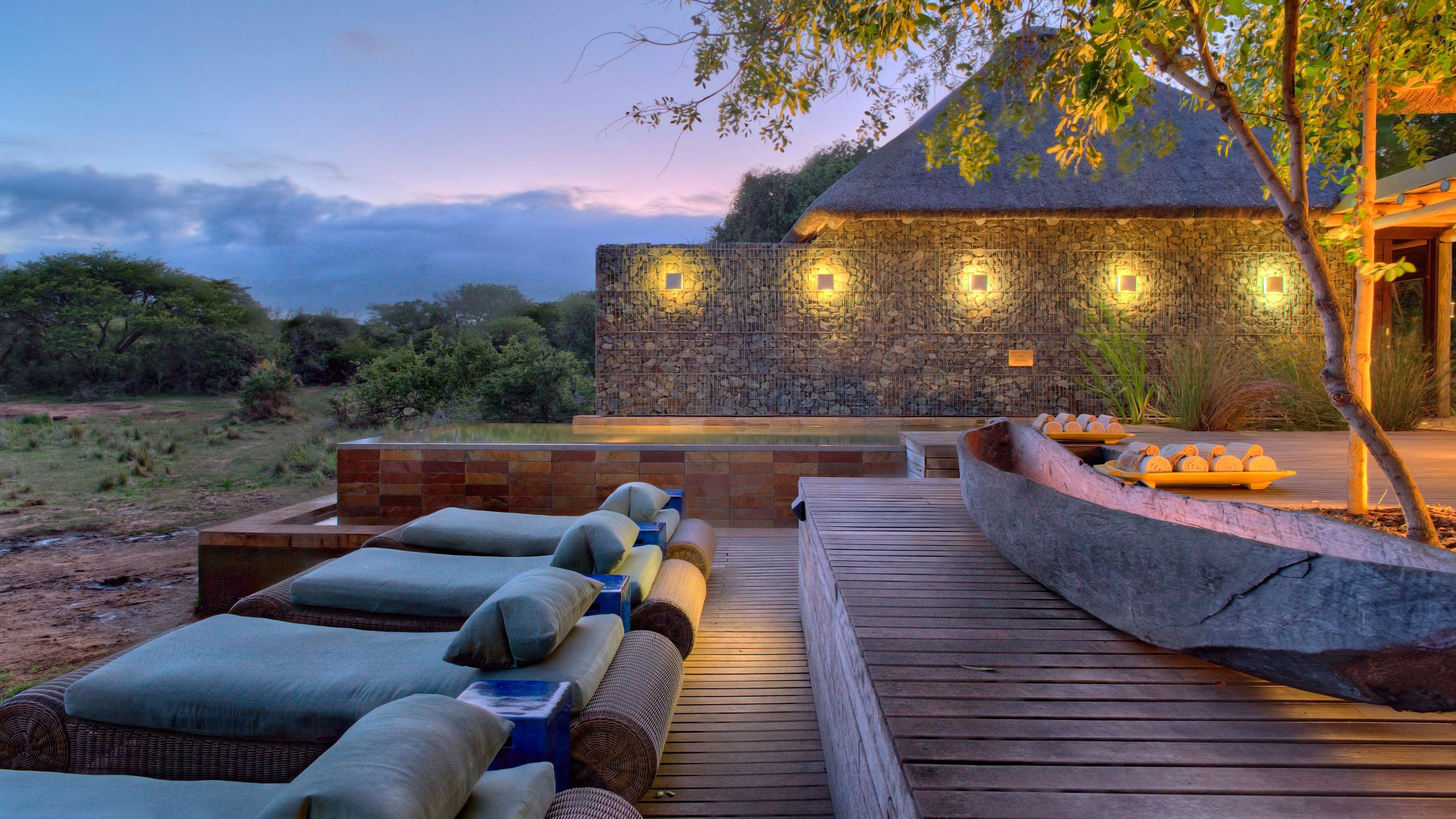 The luxury guest area at Phinda Homestead overlooking the wilderness