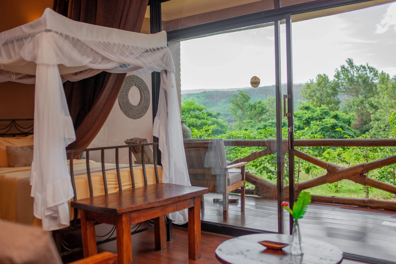 Highview Coffee Lodge swimming pool and gardens in the Karatu highlands