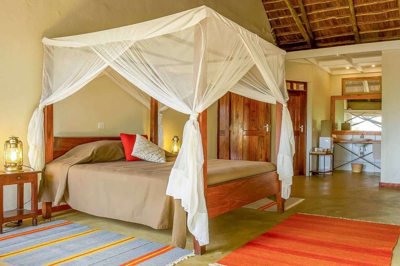 Lake Burunge Tented Camp raised safari tent in the wildlife corridor