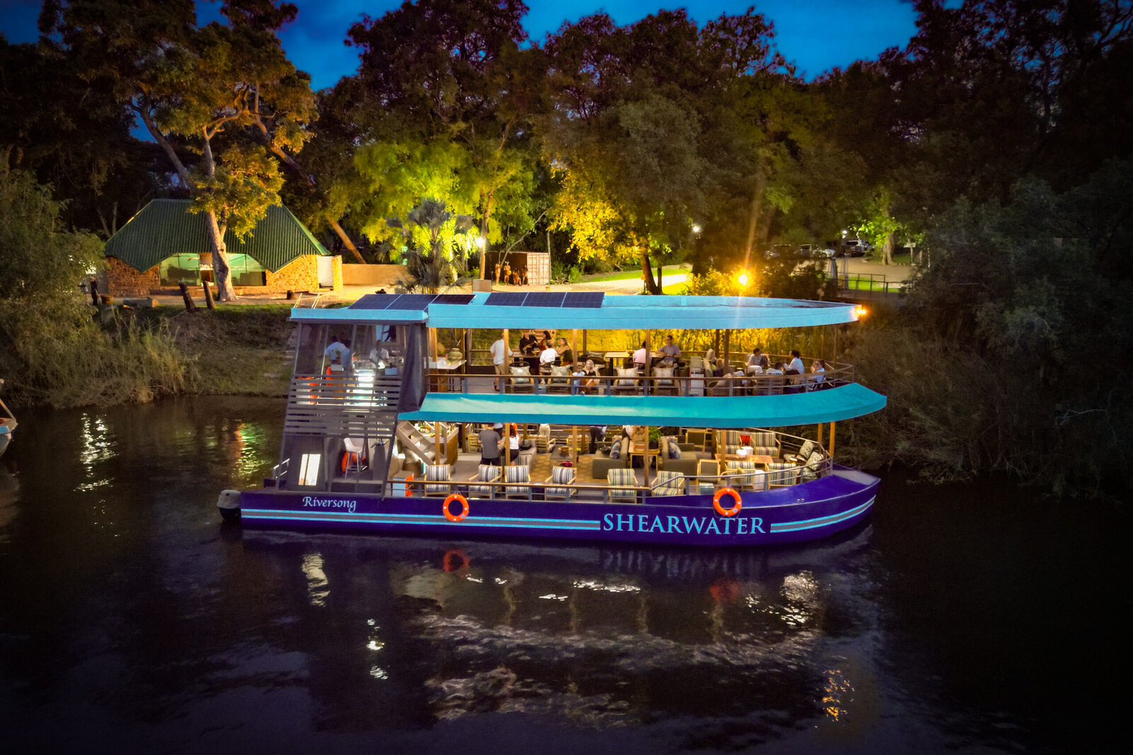 Evening cruise boat on the Zambezi River at Victoria Falls