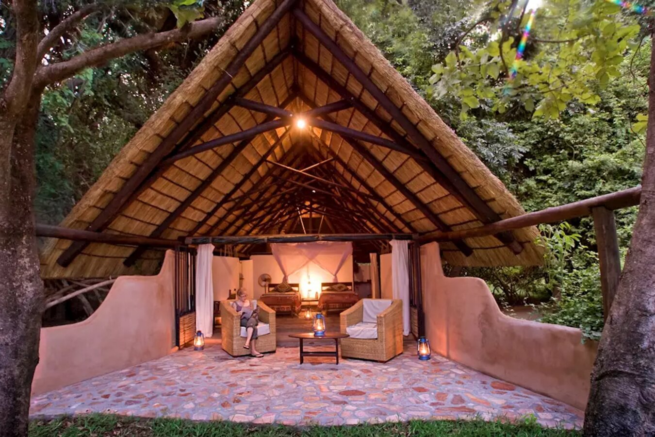 Nkwali Camp bush camp rooms overlooking the South Luangwa floodplain