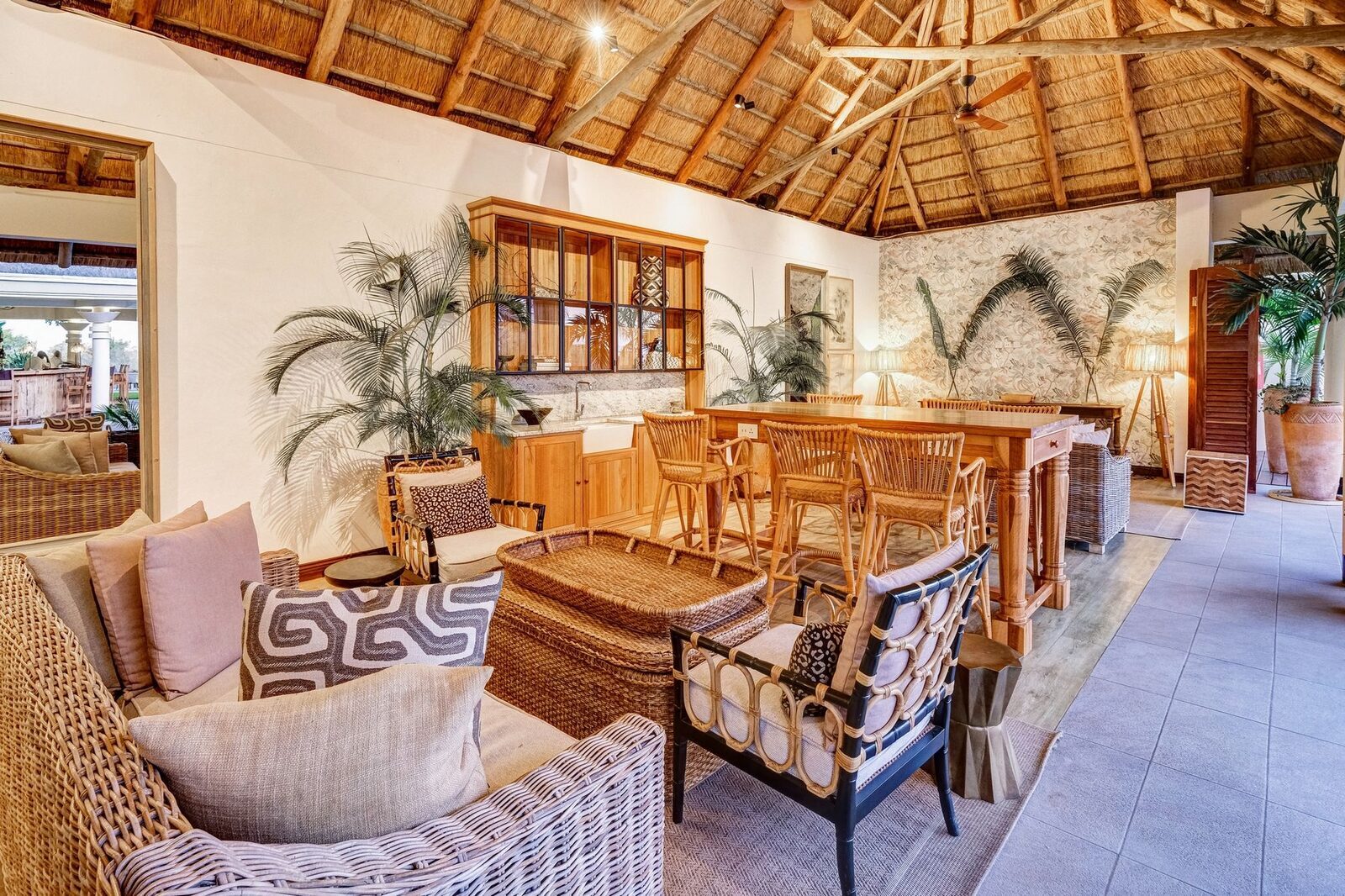 Ilala Lodge garden and pool a short walk from Victoria Falls