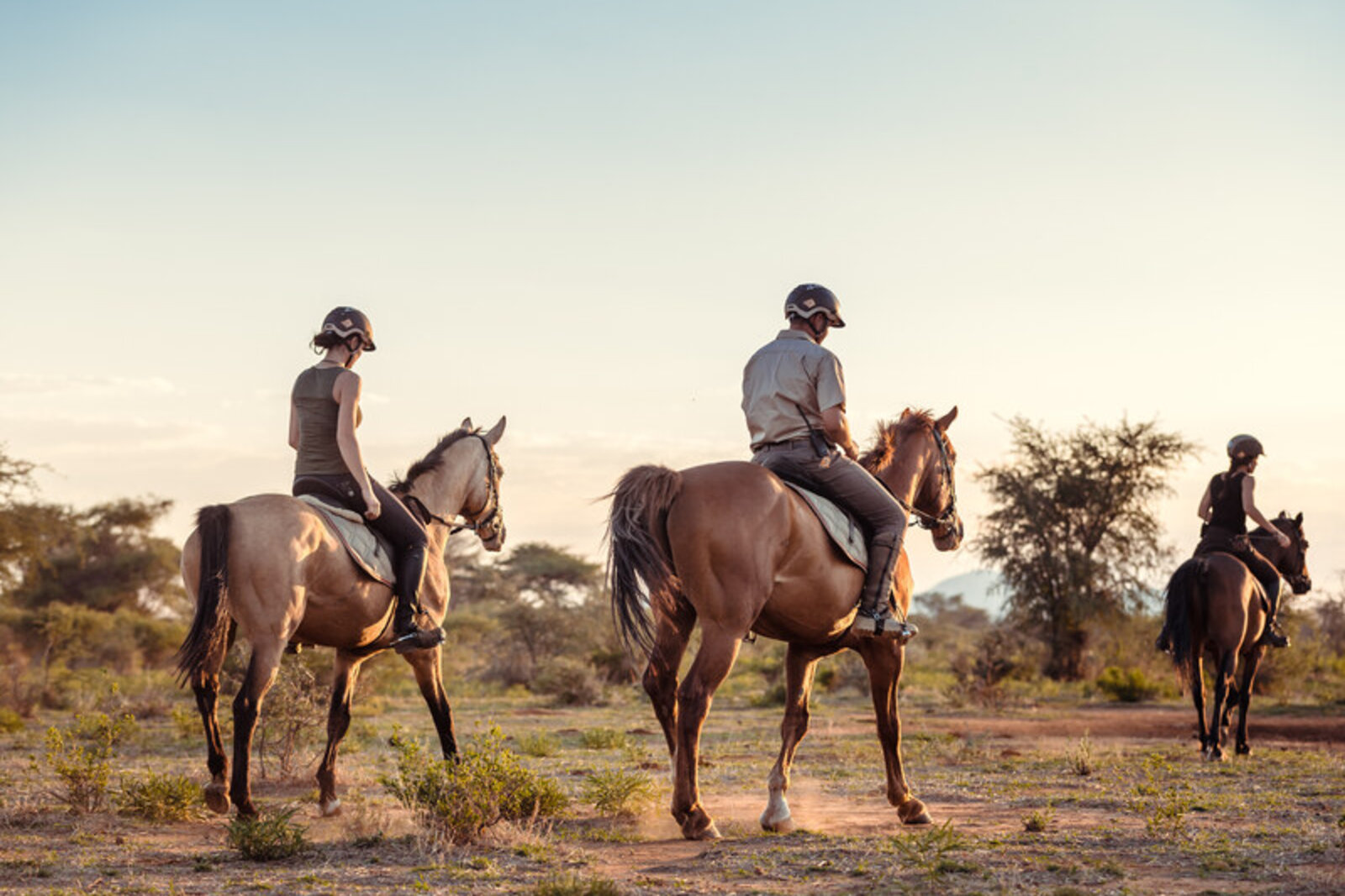 Two riders exploring open Waterberg bushveld on a Horizon Horseback Adventures game ride