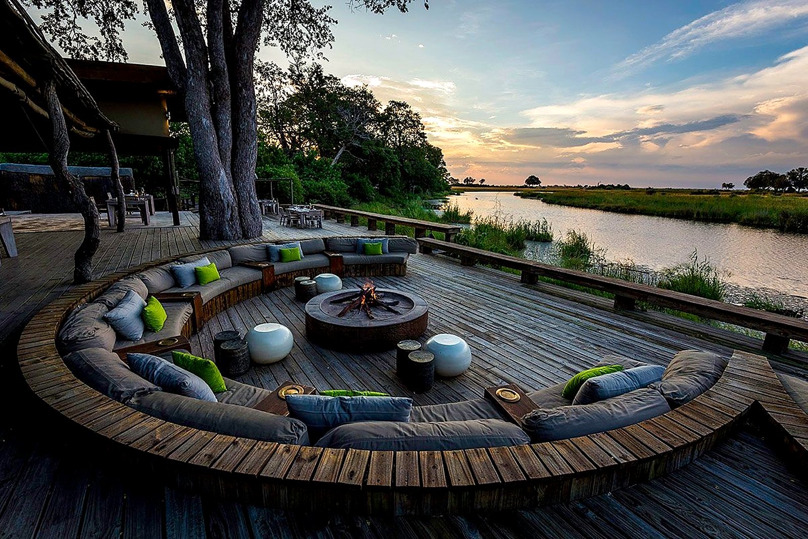 Fire-pit deck under the stars at an exclusive Botswana camp