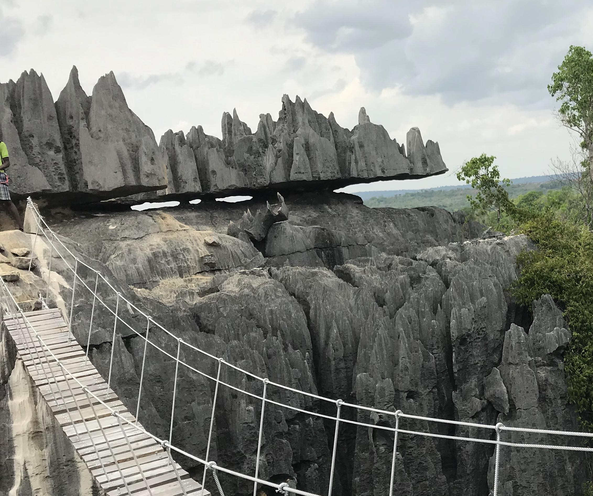 The razor-sharp limestone pinnacles of Tsingy de Bemaraha — accessible only during Madagascar's dry season