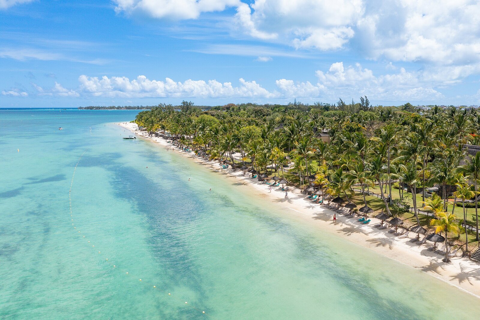 The sheltered north-coast beach and lagoon at Trou aux Biches, Mauritius