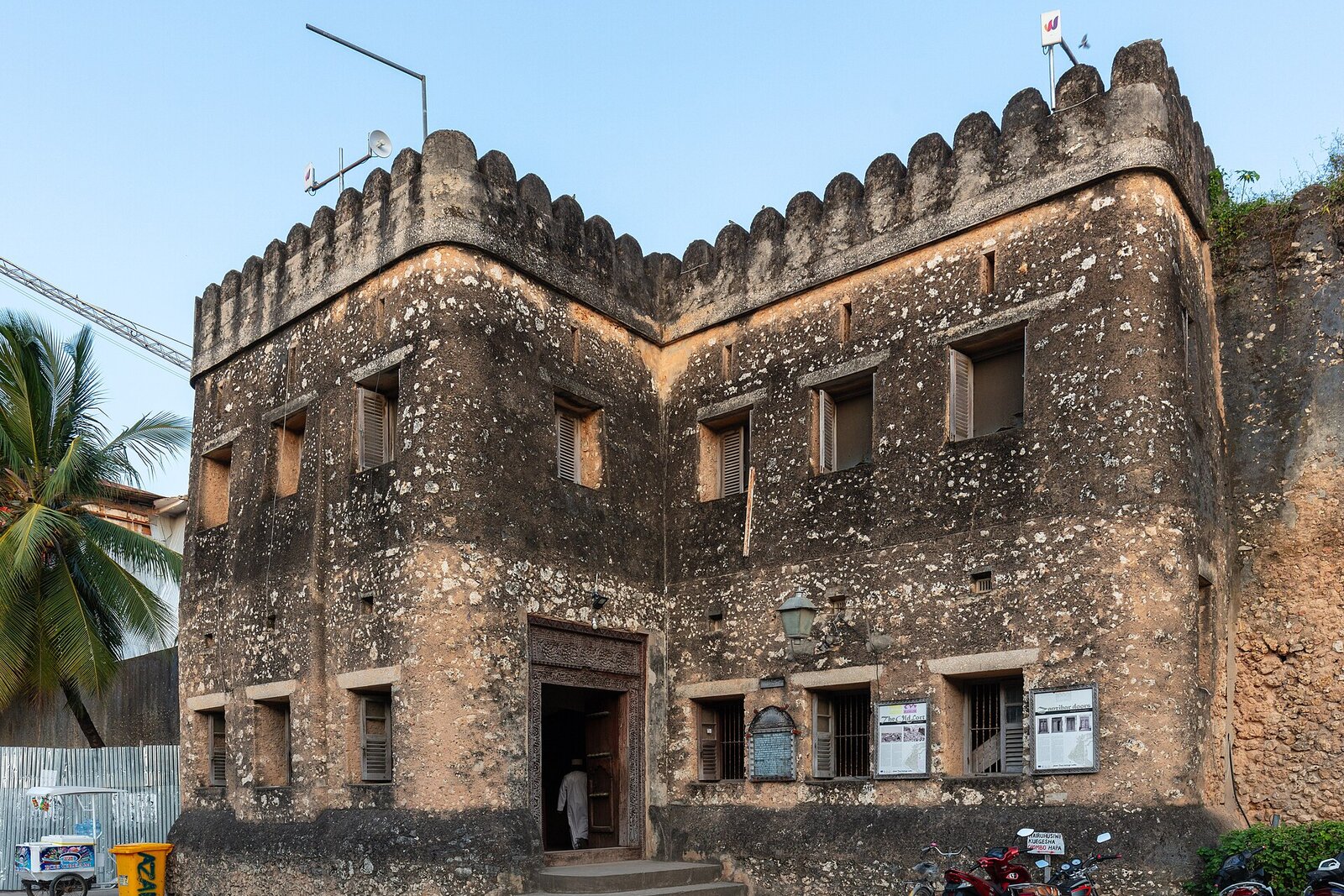 The Old Fort in Stone Town, Zanzibar, a UNESCO World Heritage Site, under a clear sky