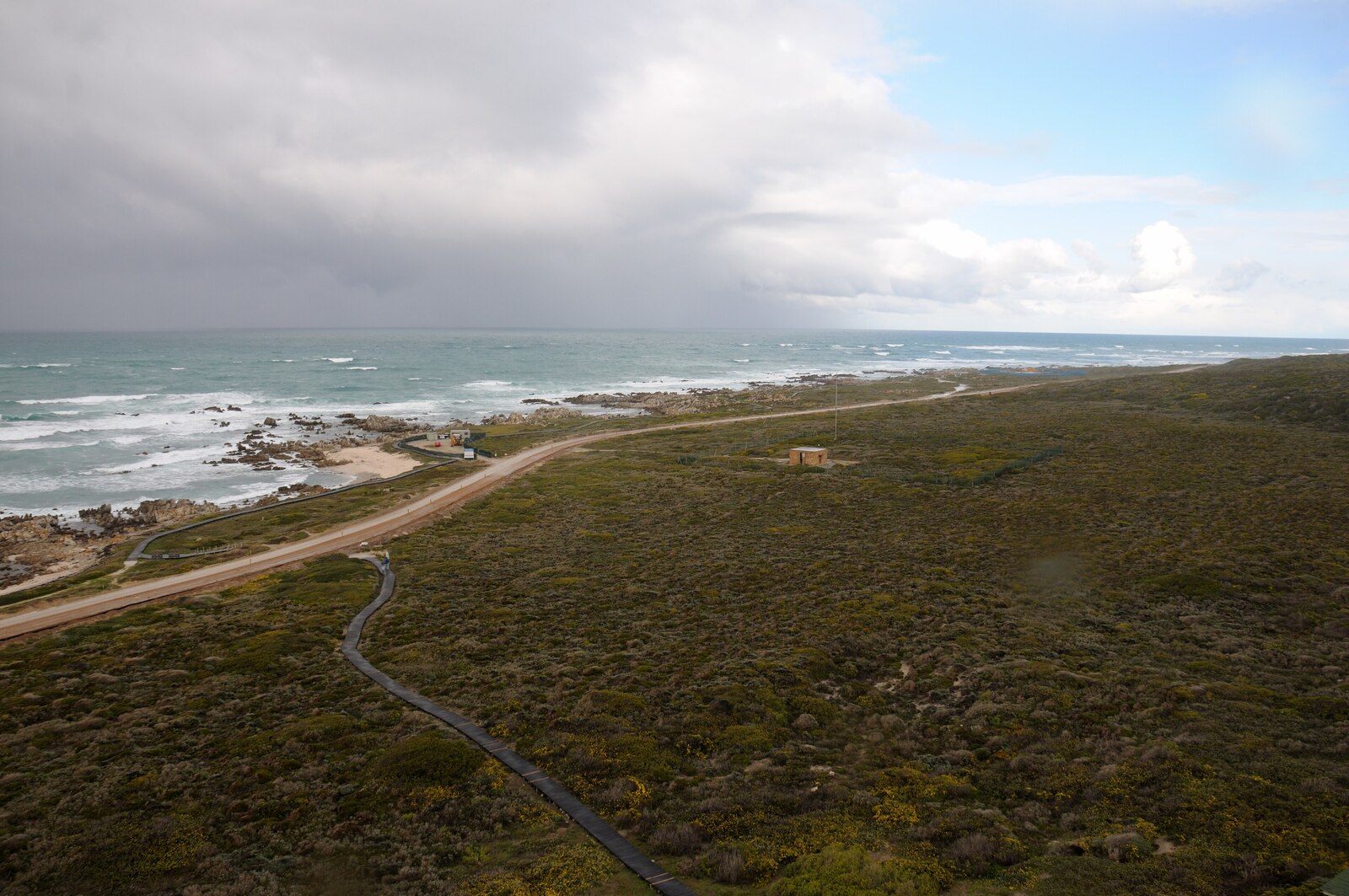 The fynbos coastline of Agulhas National Park from above