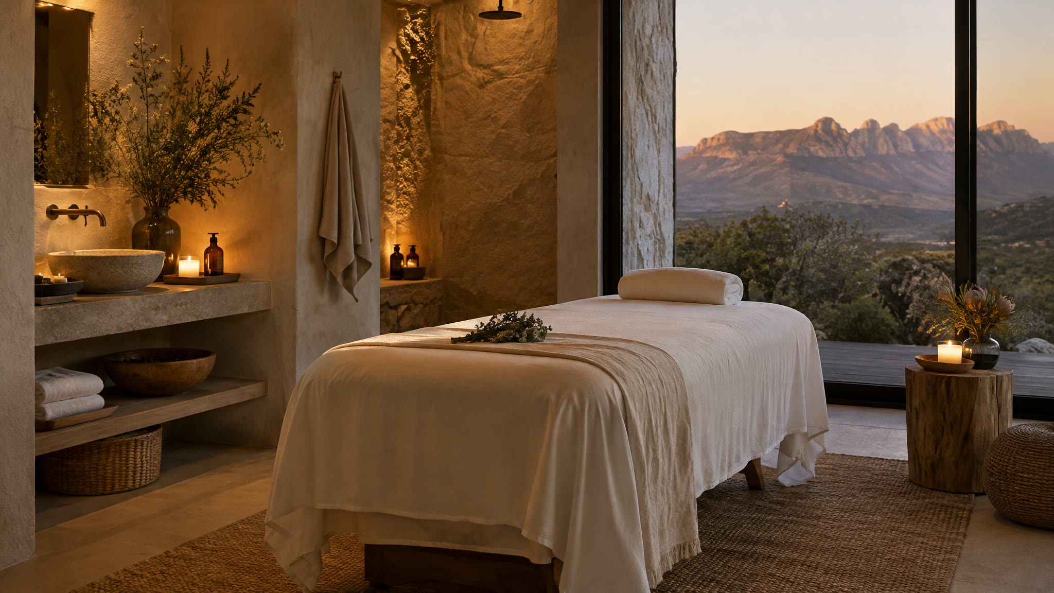 A calm treatment room at the Fairmont Spa at Cape Grace