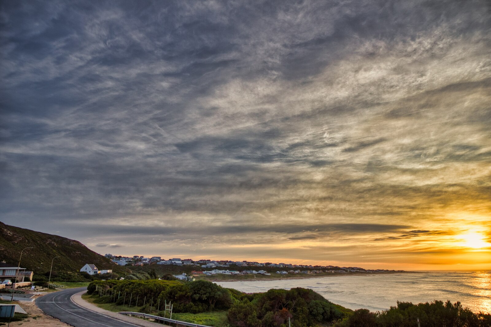 First light over L'Agulhas village at the tip of Africa