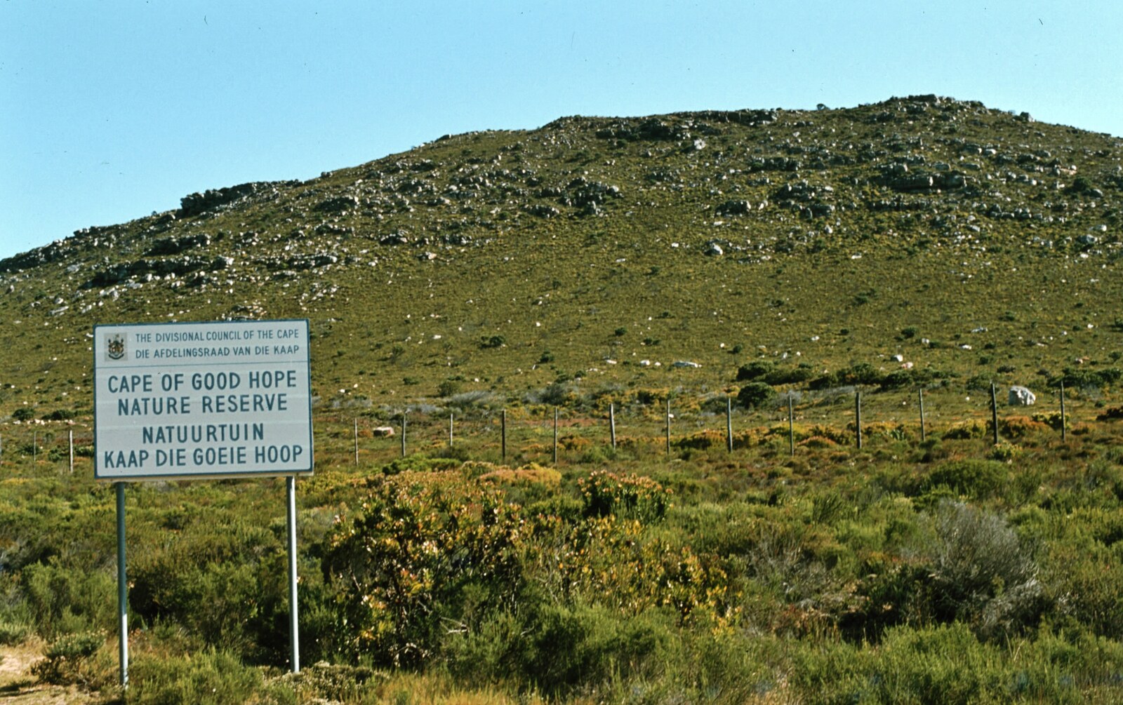 The Cape of Good Hope Nature Reserve sign on the Cape Peninsula