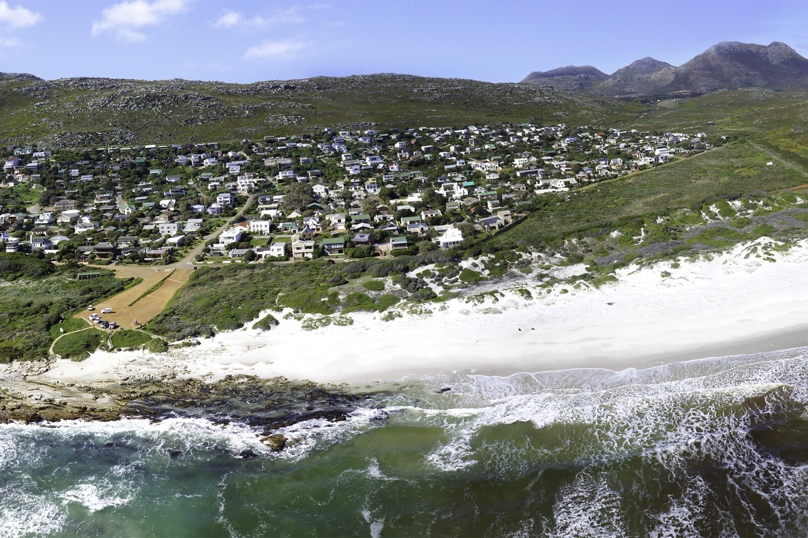 The rugged coastline of the Cape Peninsula meeting the ocean