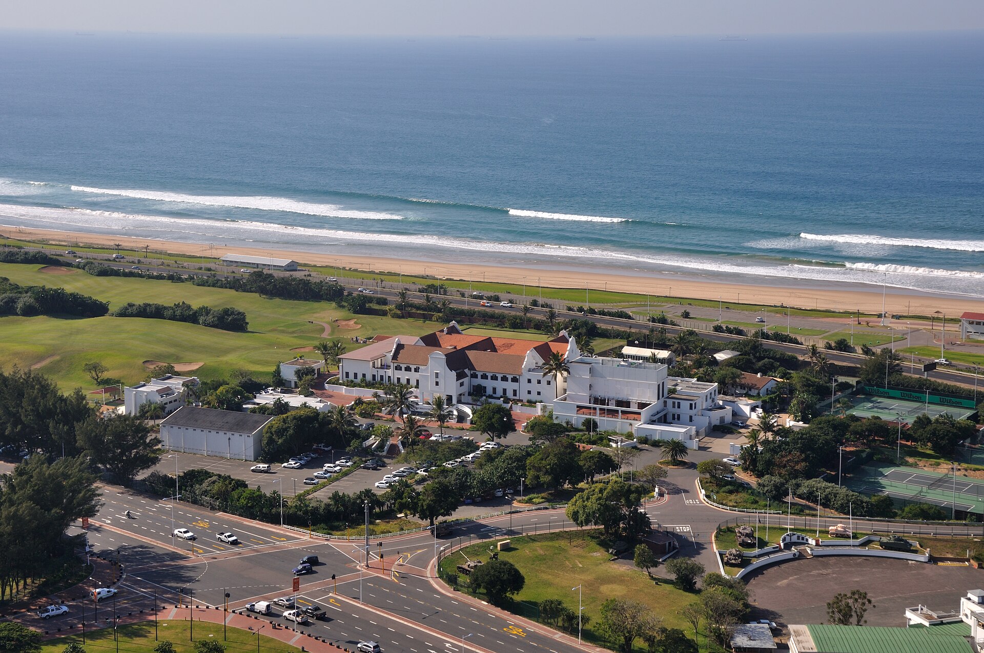 An aerial view of the coastline and dune forest at iSimangaliso Wetland Park