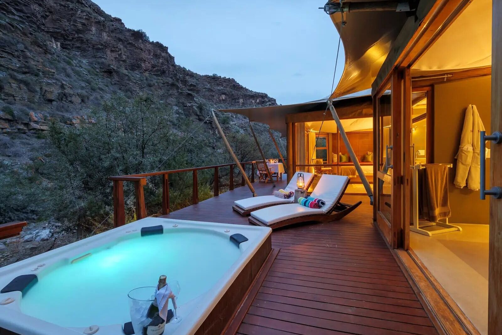 Serene winelands spa with hydrotherapy pool and mountain views