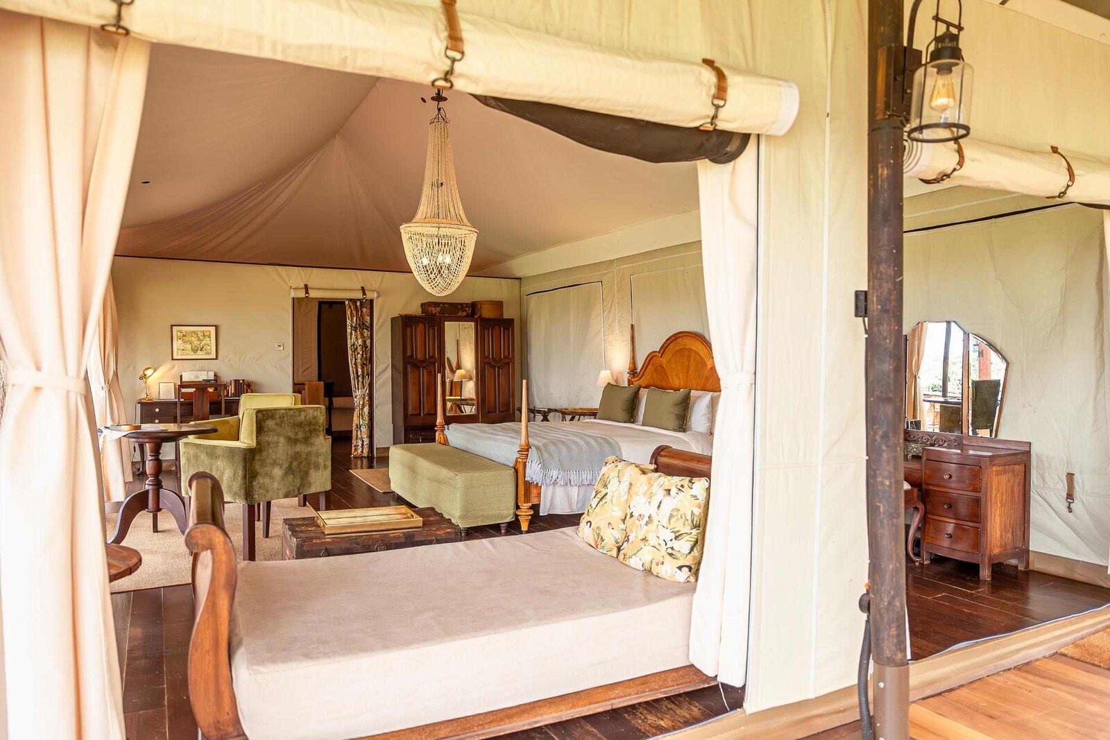 Cottar's 1920s Safari Camp vintage-styled tented suite interior