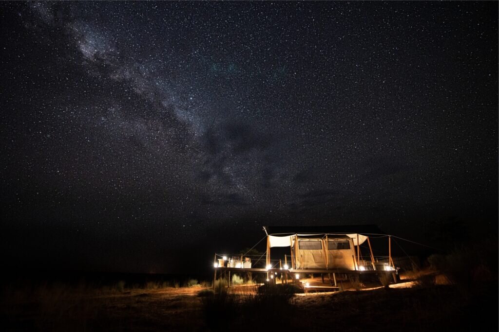 A family star bed sleep-out deck at a South African safari lodge