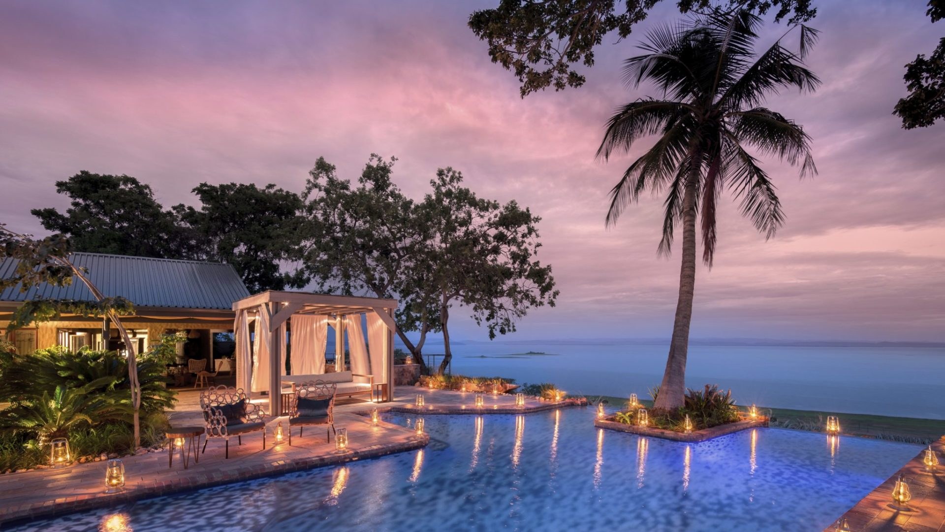 A lodge on the hills above Lake Kariba