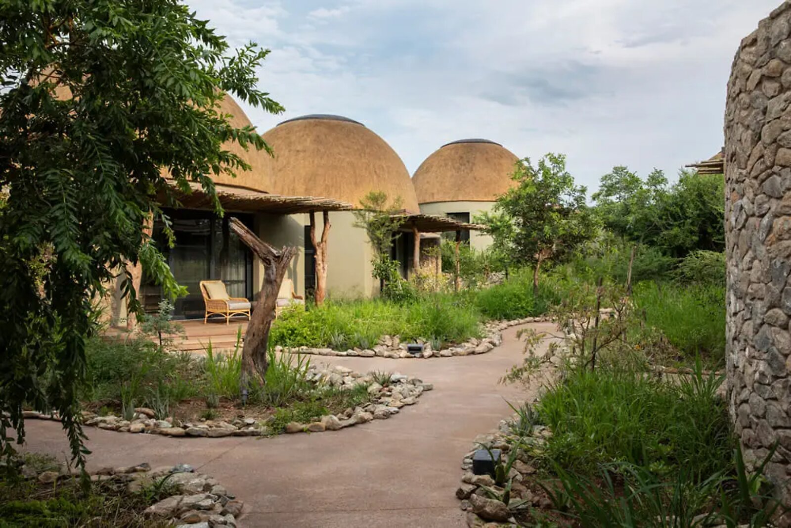 Dome-shaped architecture of the main lodge building at Fifty-Five Mjejane