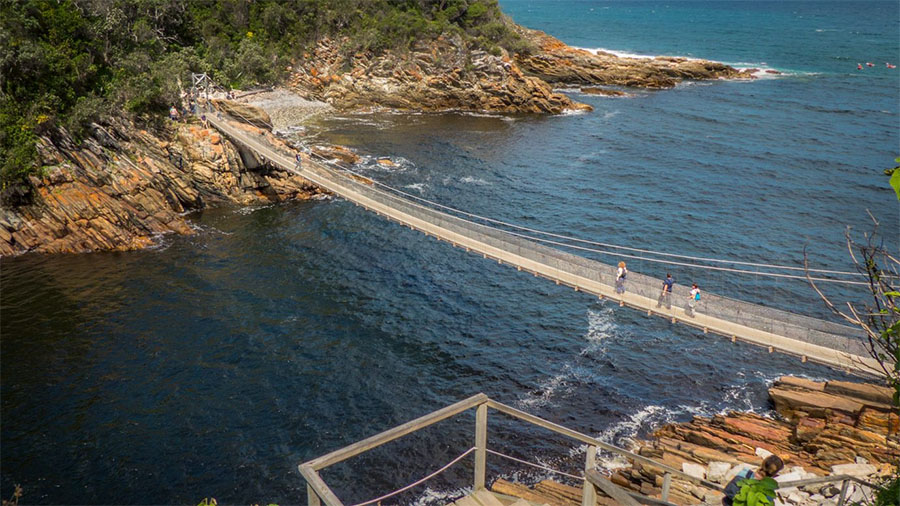 Suspension bridge over Storms River mouth at Tsitsikamma on the Garden Route