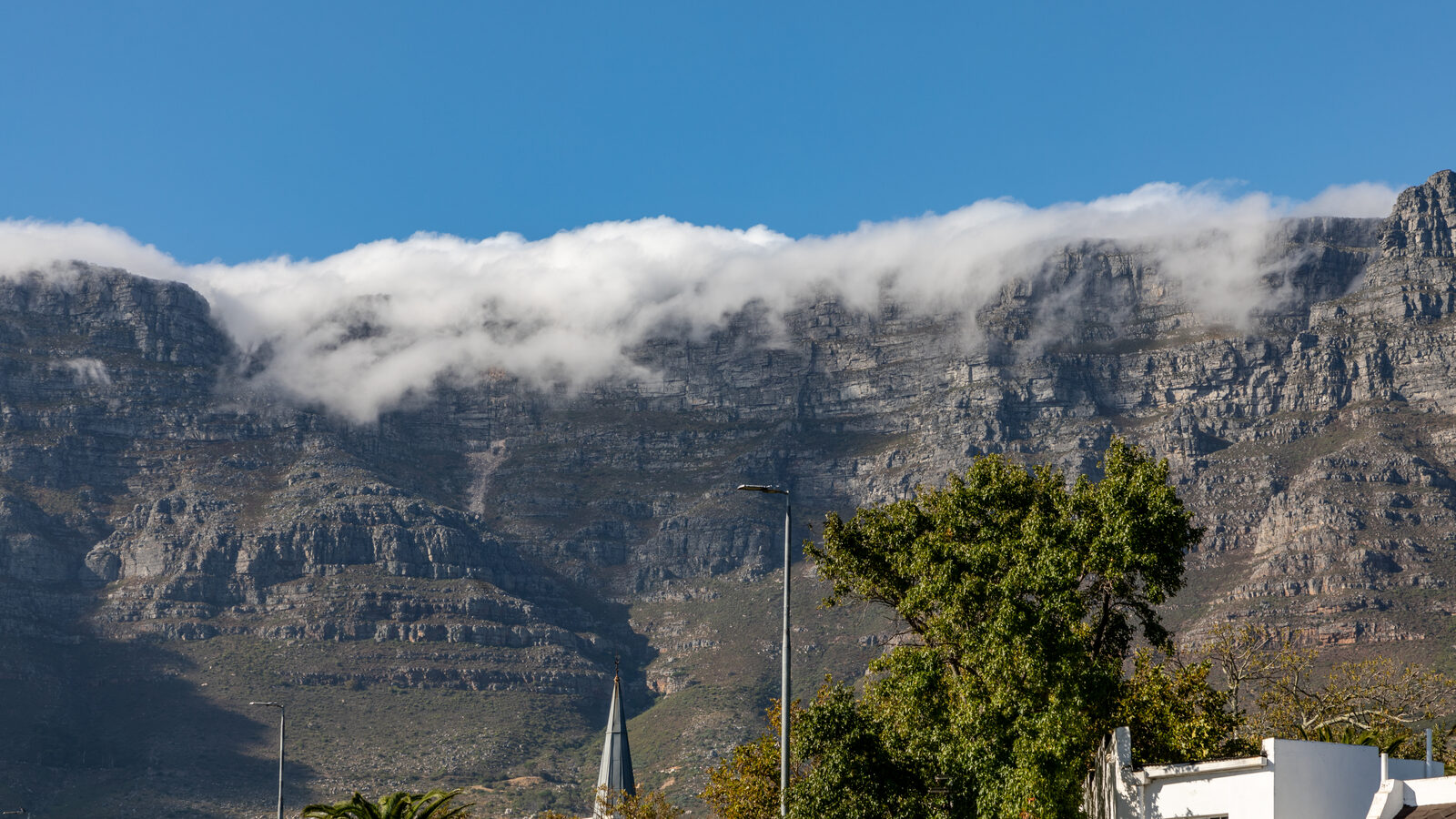 Table Mountain above Cape Town at the start of the grand African honeymoon