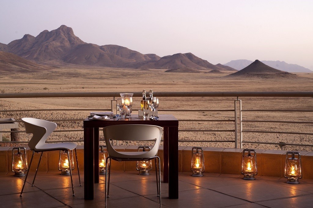 A private candlelit dinner under the stars on a Namibia honeymoon