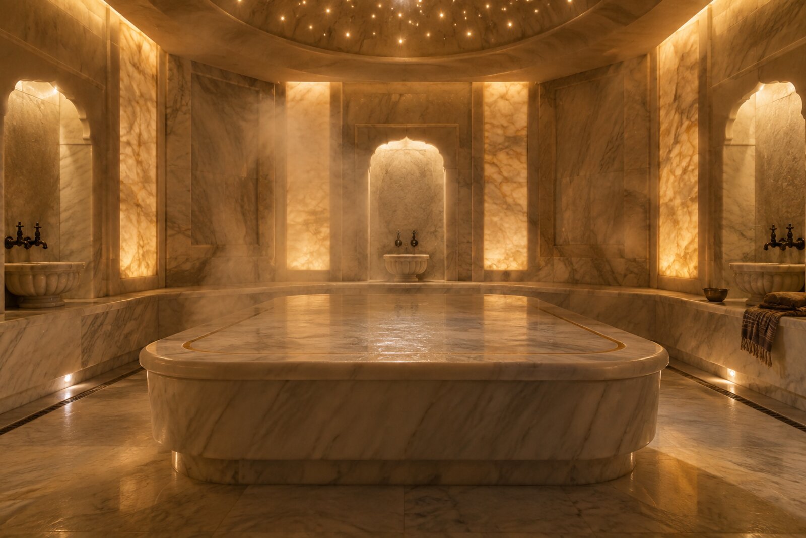 The marble hammam at Spa InterContinental in the InterContinental Table Bay, Cape Town