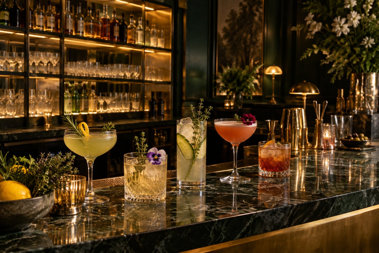 A botanical cocktail at the Botanist's Table bar in the InterContinental Table Bay, Cape Town