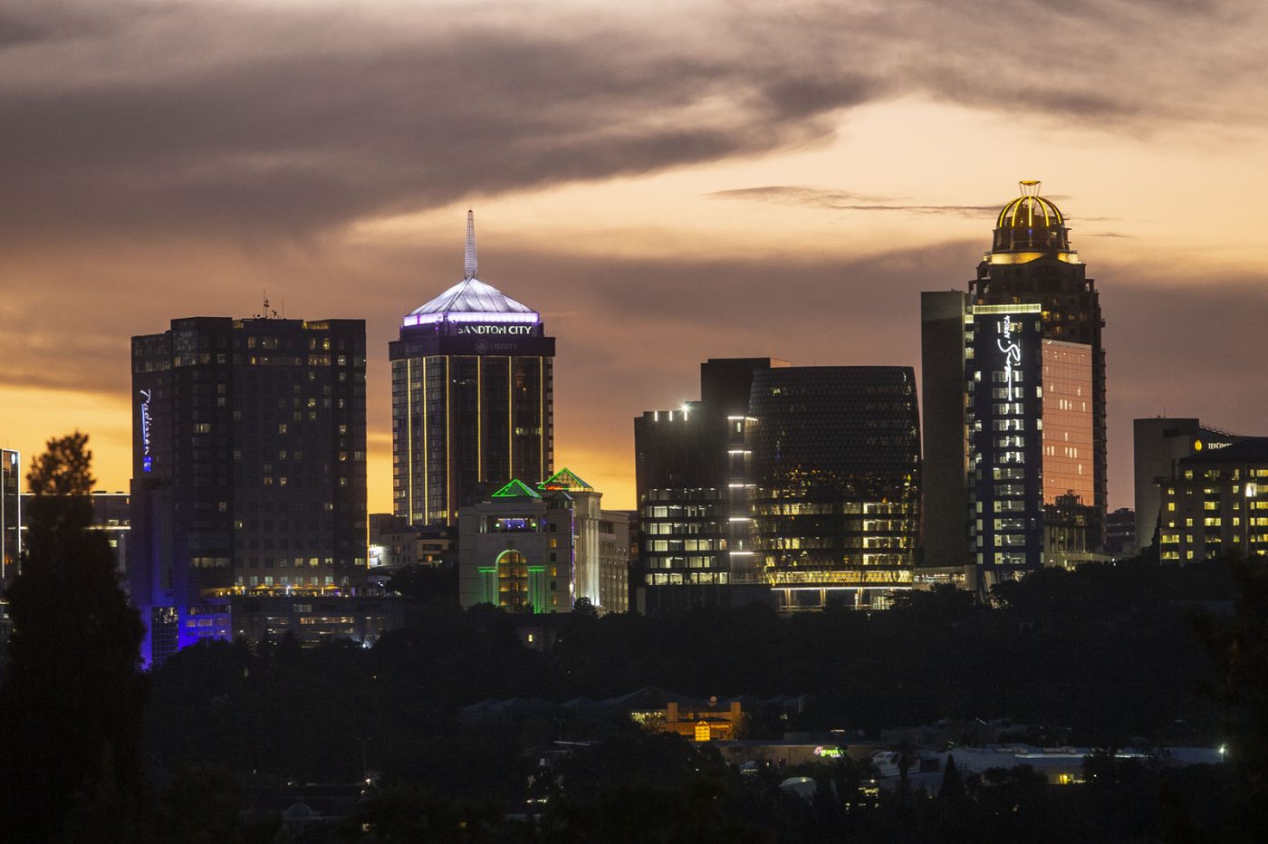 The Sandton business district skyline