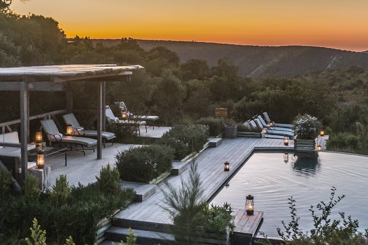 A suite with a private plunge pool overlooking the valley at Kariega's Ukhozi Lodge