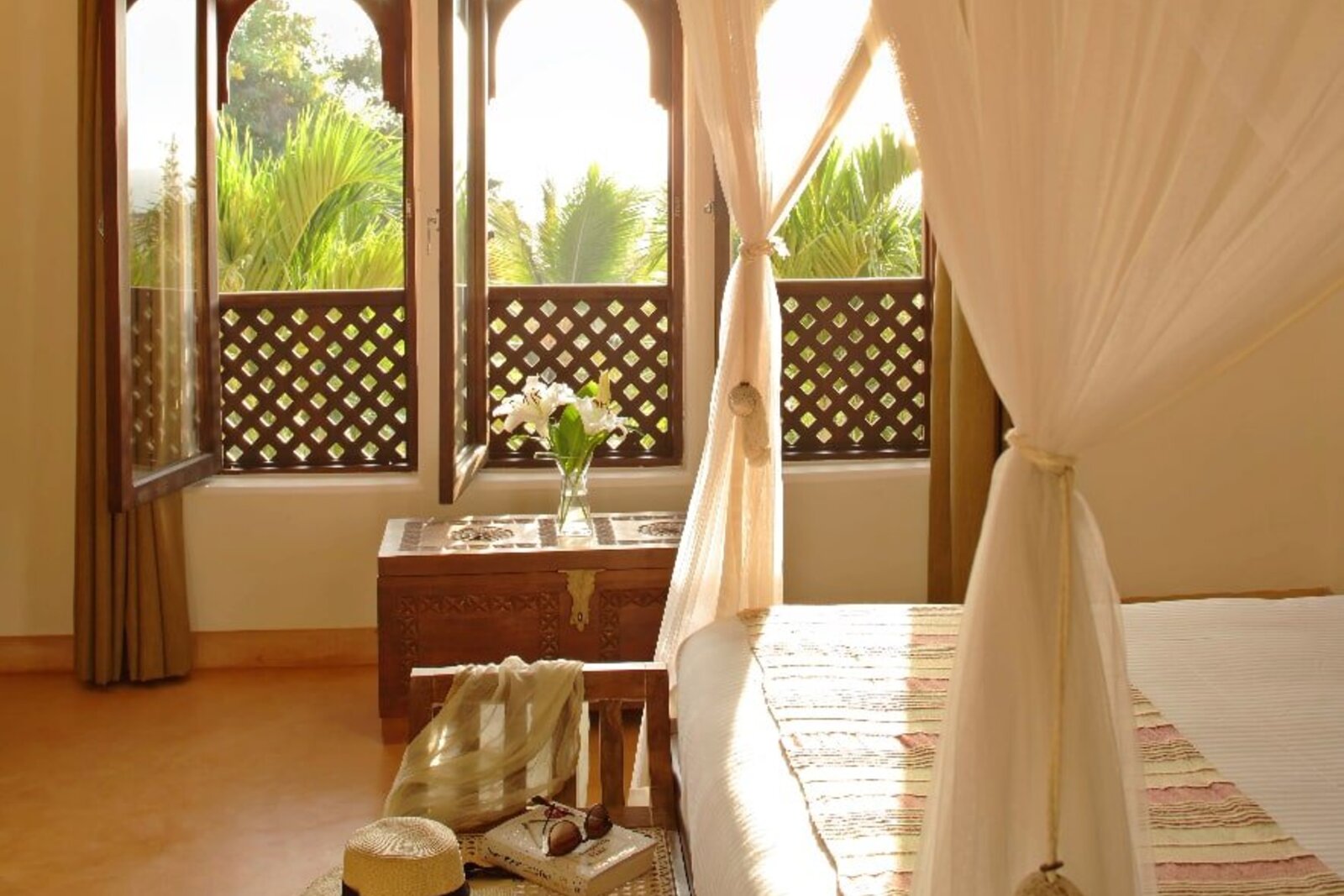 A villa bedroom at Vipingo Ridge, Kenya